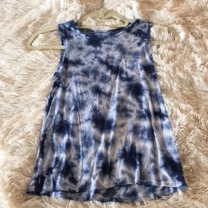 {Justice} blue and white tie-Dye, flowy tank top